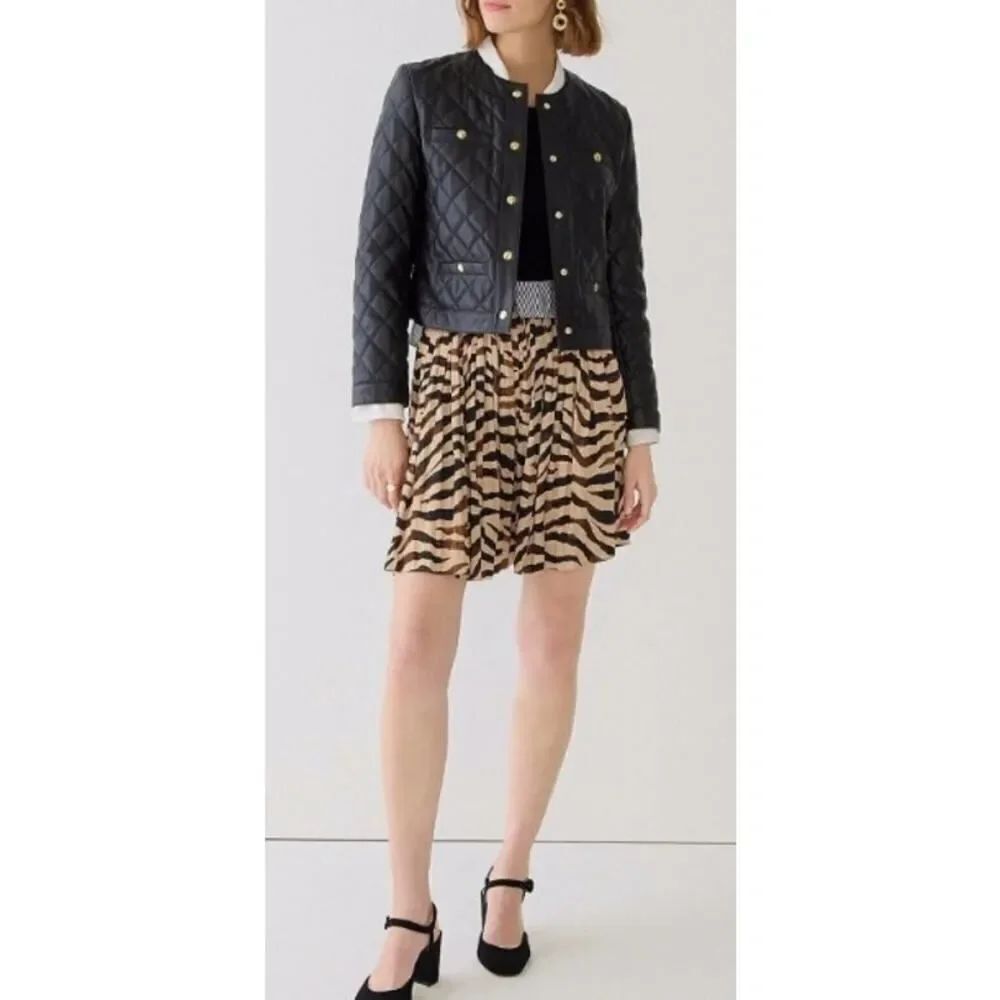 NWT J. Crew Featherweight Satin Skirt in Zebra Sz. 4